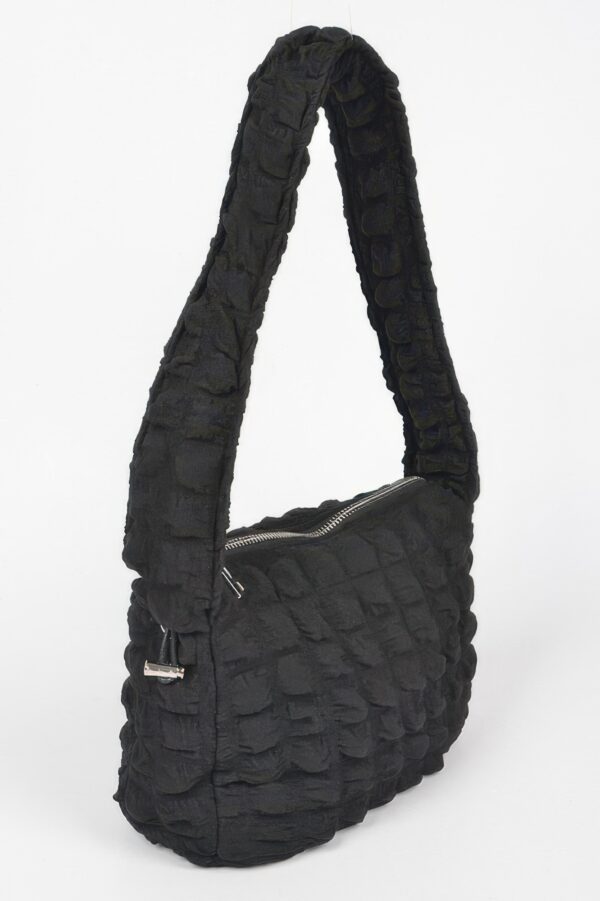 Embossed Cotton Shoulder Bag – Textured Soft Silhouette