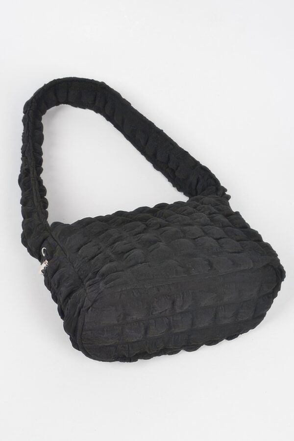 Embossed Cotton Shoulder Bag – Textured Soft Silhouette