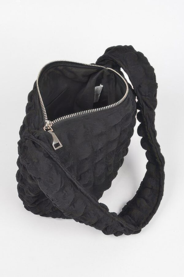 Embossed Cotton Shoulder Bag – Textured Soft Silhouette