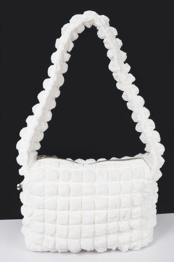 Embossed Cotton Shoulder Bag – Textured Soft Silhouette