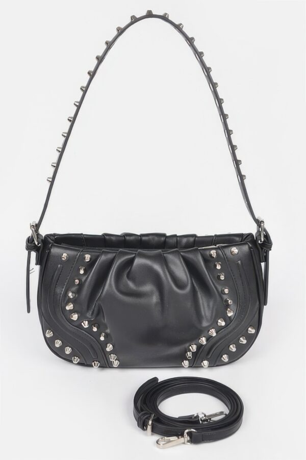 Faux Leather Stud Shoulder Bag – Structured Silhouette