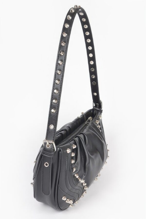 Faux Leather Stud Shoulder Bag – Structured Silhouette