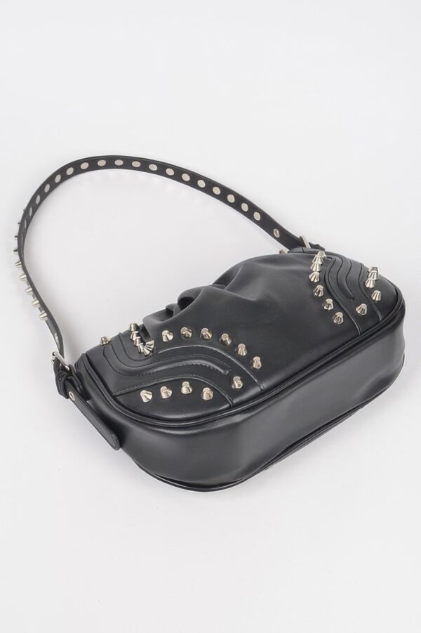 Faux Leather Stud Shoulder Bag – Structured Silhouette