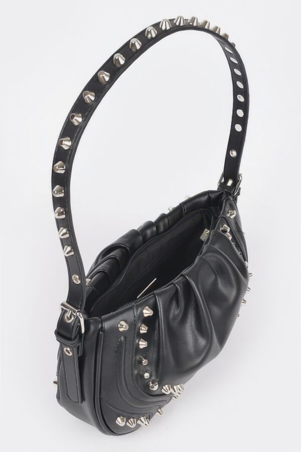 Faux Leather Stud Shoulder Bag – Structured Silhouette