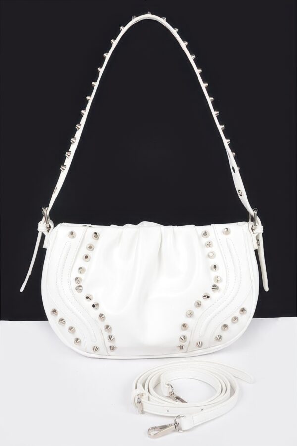 Faux Leather Stud Shoulder Bag – Structured Silhouette