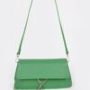 Faux Leather Crossbody Bag with Front Chain Accent