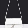 Faux Leather Crossbody Bag with Front Chain Accent