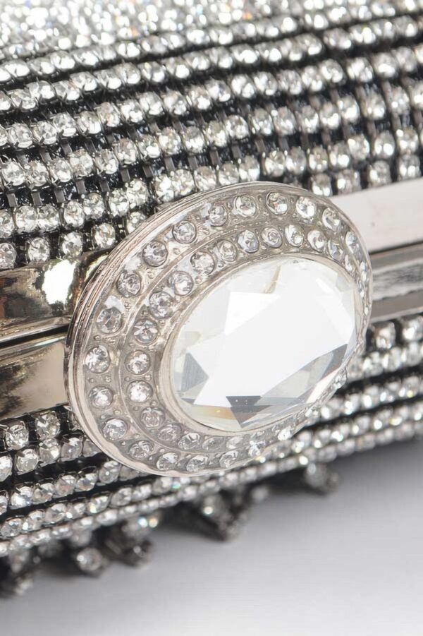 Rhinestone Fringe Party Clutch – Structured Sparkle