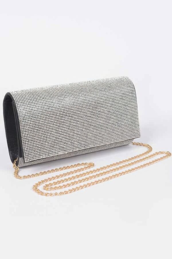 Rhinestone-Embellished Party Clutch – Structured PU