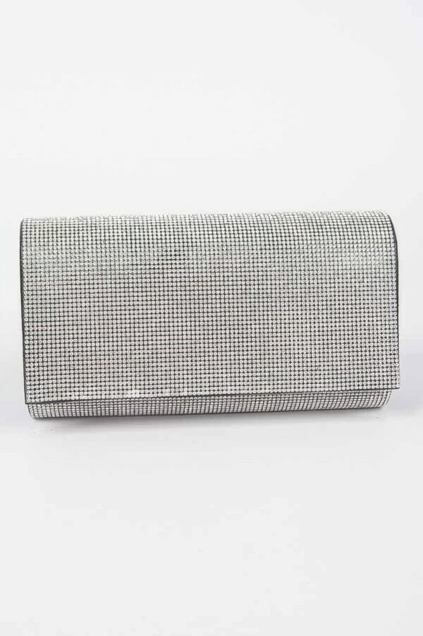 Rhinestone-Embellished Party Clutch – Structured PU