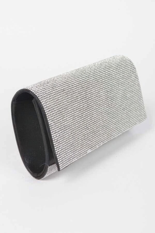 Rhinestone-Embellished Party Clutch – Structured PU