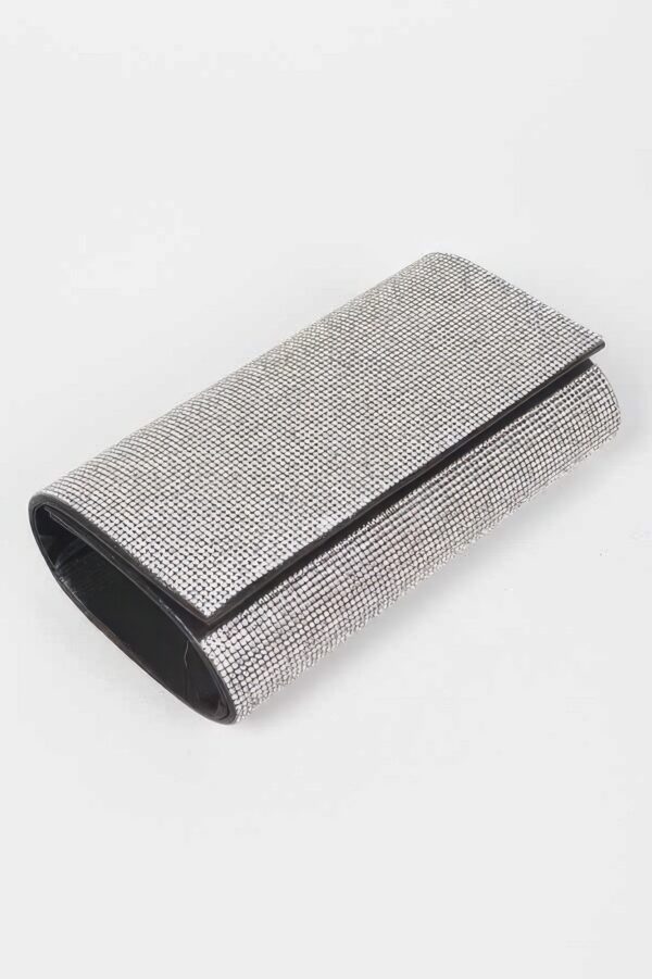Rhinestone-Embellished Party Clutch – Structured PU