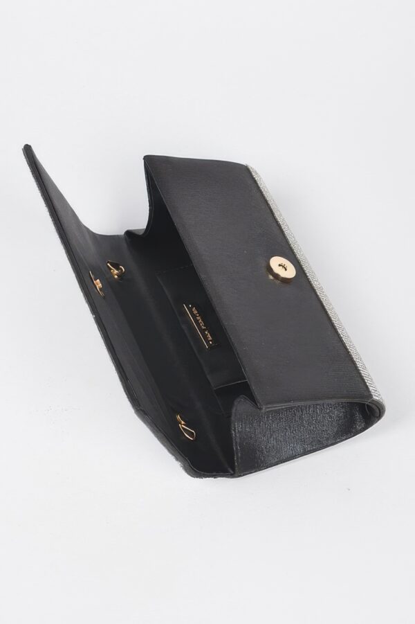 Rhinestone-Embellished Party Clutch – Structured PU