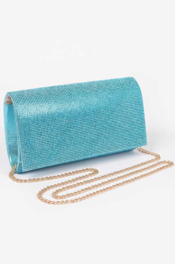 Rhinestone-Embellished Party Clutch – Structured PU