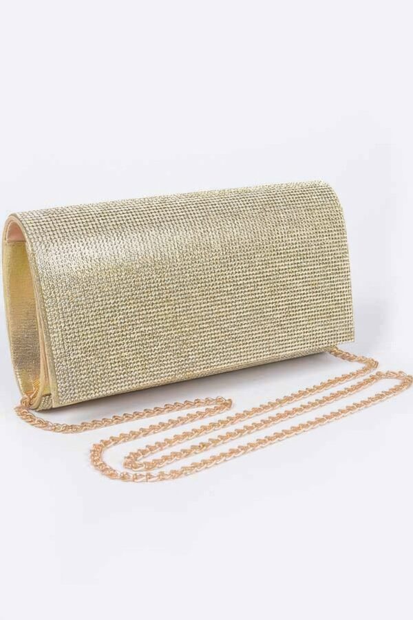 Rhinestone-Embellished Party Clutch – Structured PU