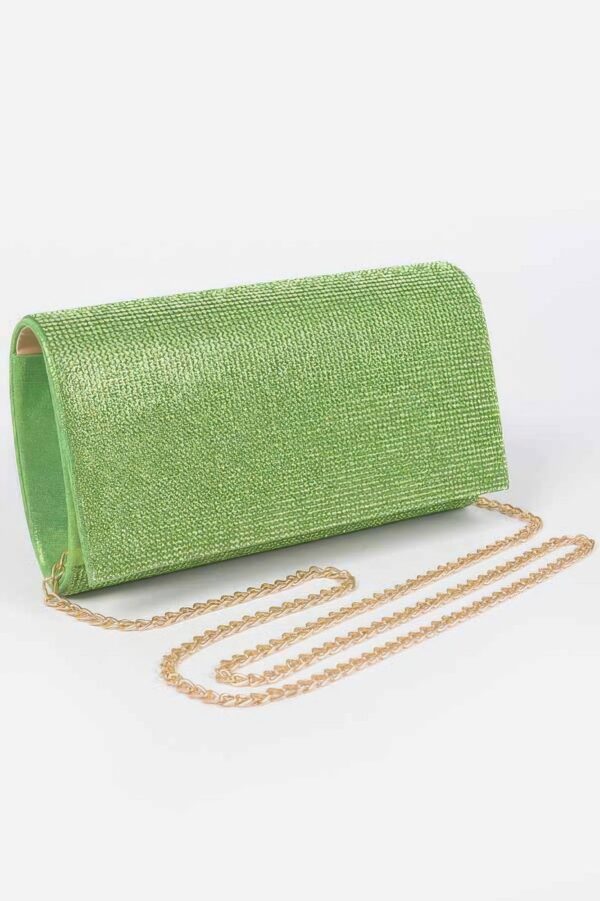 Rhinestone-Embellished Party Clutch – Structured PU