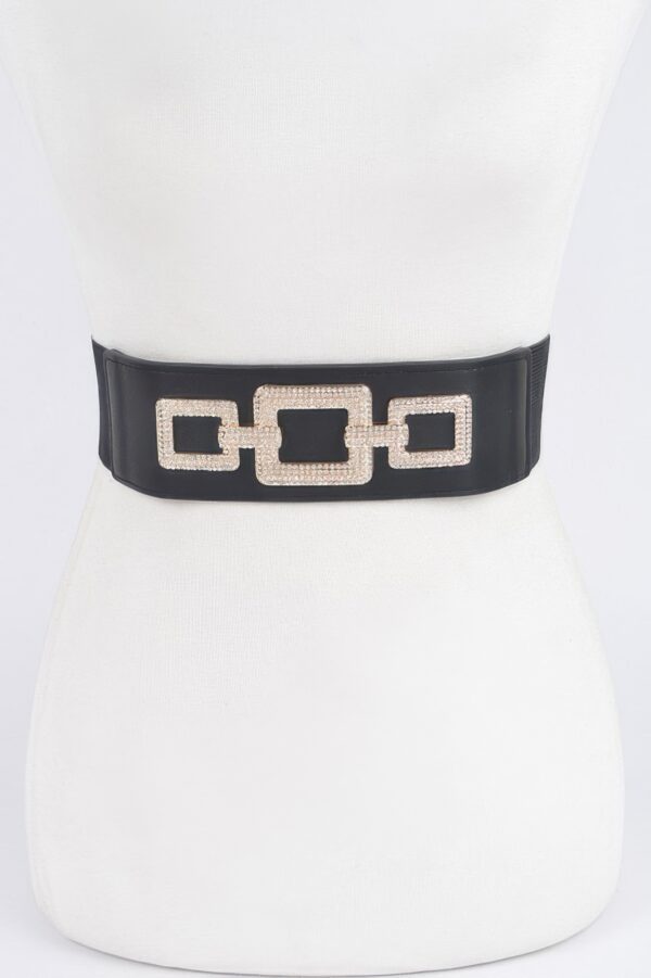 Rhinestone Link Elastic Waist Belt – High-Shine