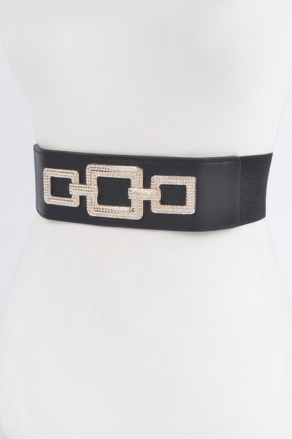 Rhinestone Link Elastic Waist Belt – High-Shine