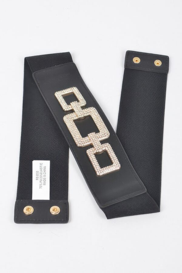 Rhinestone Link Elastic Waist Belt – High-Shine