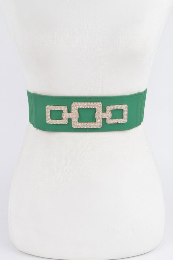 Rhinestone Link Elastic Waist Belt – High-Shine
