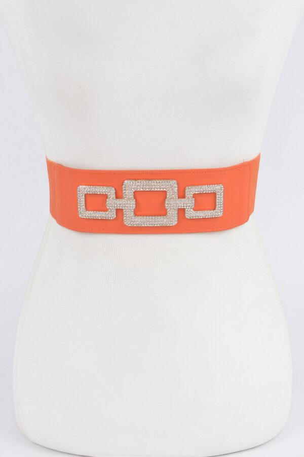 Rhinestone Link Elastic Waist Belt – High-Shine