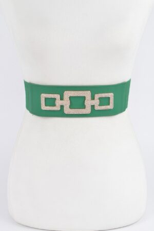 Plus Size Rhinestone-Link Elastic Waist Belt