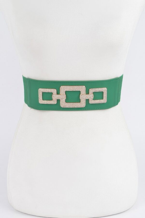 Plus Size Rhinestone-Link Elastic Waist Belt