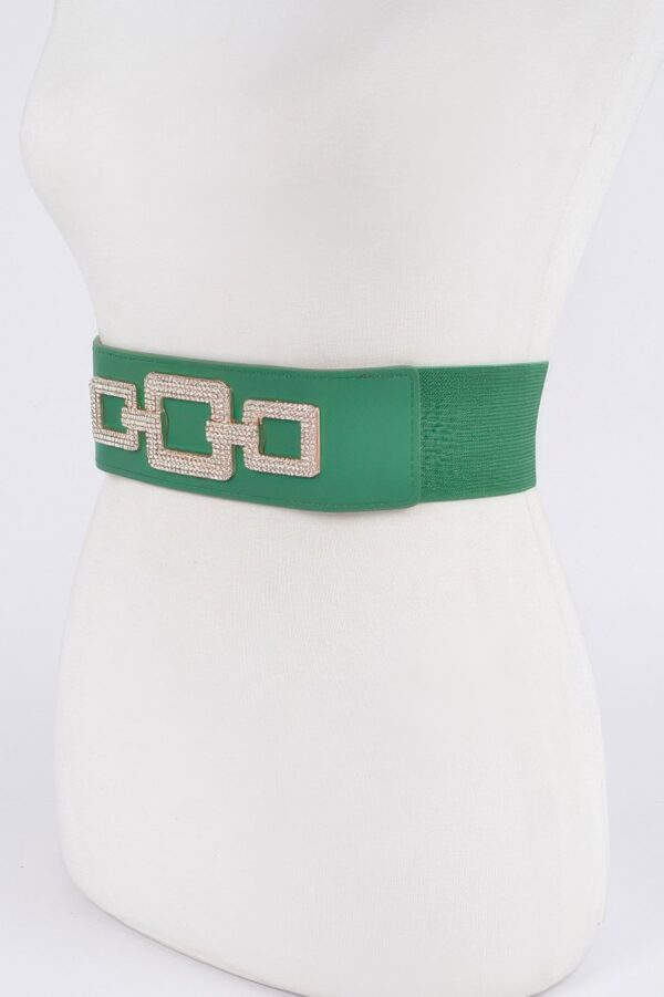 Plus Size Rhinestone-Link Elastic Waist Belt