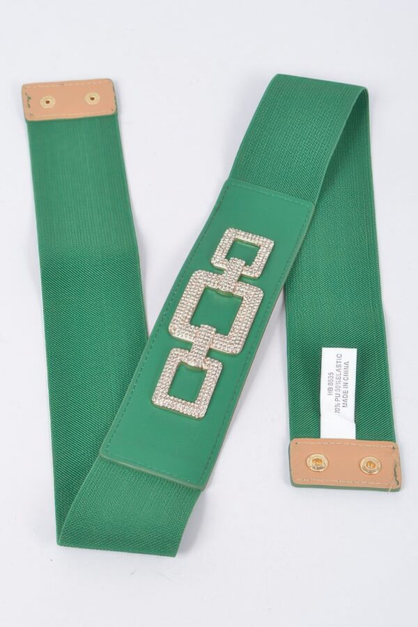 Plus Size Rhinestone-Link Elastic Waist Belt