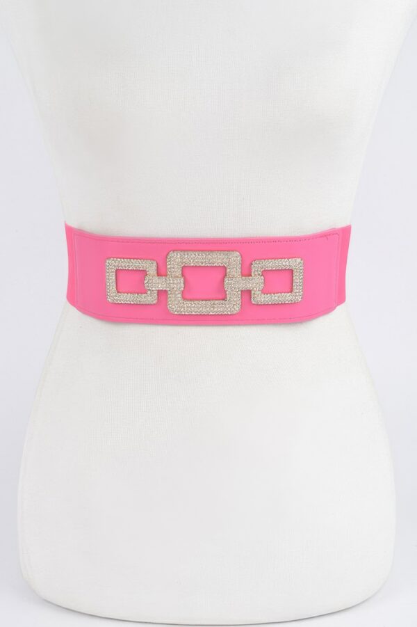 Plus Size Rhinestone-Link Elastic Waist Belt
