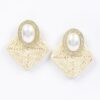 Faux Straw Pearl Drop Earrings – Woven Texture