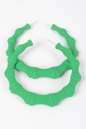 Color-Painted Bamboo-Shape Circular Earrings, 2.75in