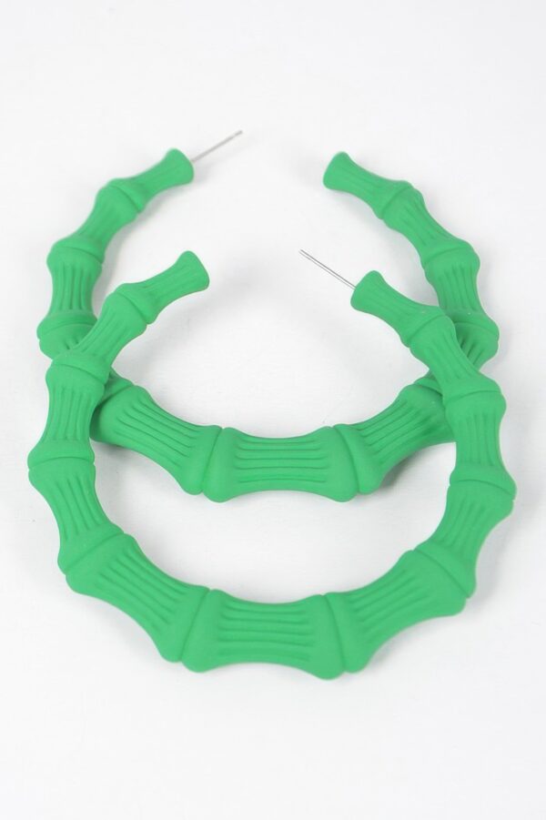 Color-Painted Bamboo-Shape Circular Earrings, 2.75in