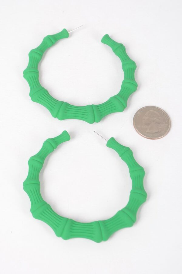 Color-Painted Bamboo-Shape Circular Earrings, 2.75in