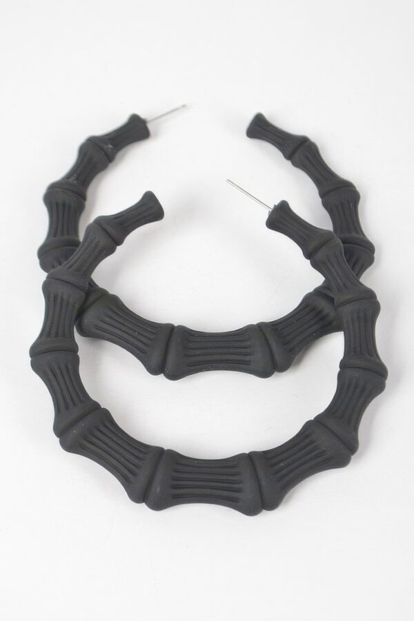 Color-Painted Bamboo-Shape Circular Earrings, 2.75in