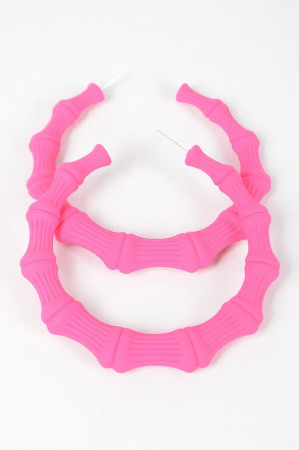Color-Painted Bamboo-Shape Circular Earrings, 2.75in