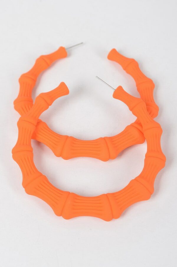 Color-Painted Bamboo-Shape Circular Earrings, 2.75in