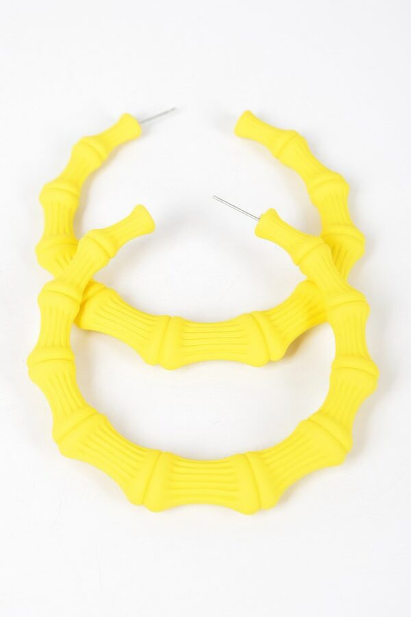 Color-Painted Bamboo-Shape Circular Earrings, 2.75in