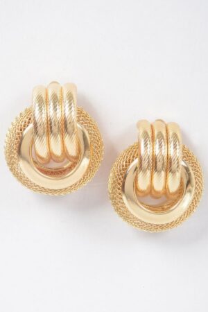 Polished Metal Stud Earrings – Structured Silhouette