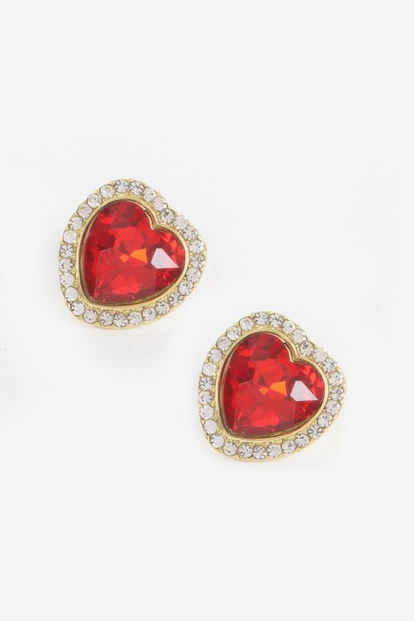 Heart-Shaped Stone Stud Earrings – Petite Sparkle