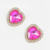 Heart-Shaped Stone Stud Earrings – Petite Sparkle