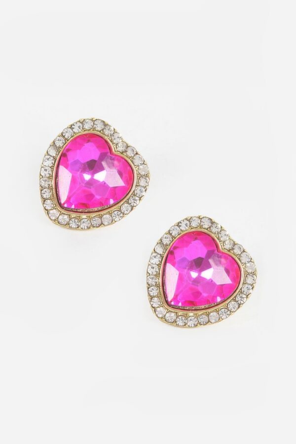 Heart-Shaped Stone Stud Earrings – Petite Sparkle