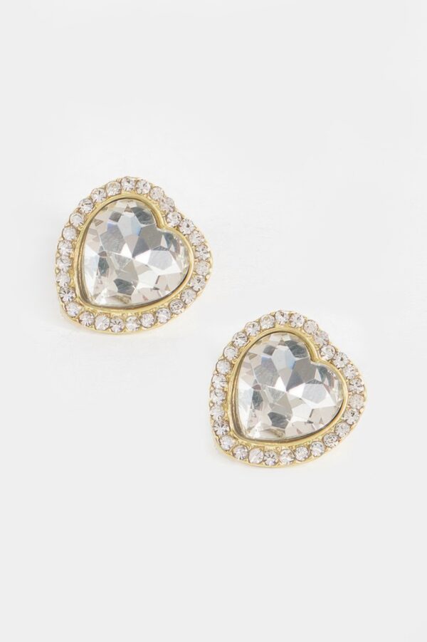 Heart-Shaped Stone Stud Earrings – Petite Sparkle