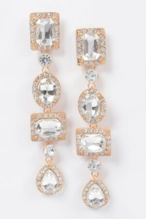 Multi-Shape Stone Drop Earrings – Vertical Silhouette
