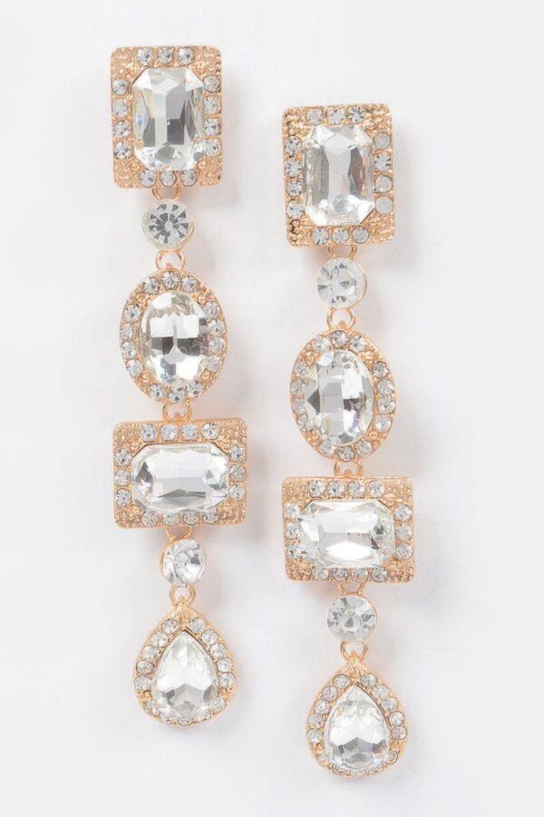 Multi-Shape Stone Drop Earrings – Vertical Silhouette