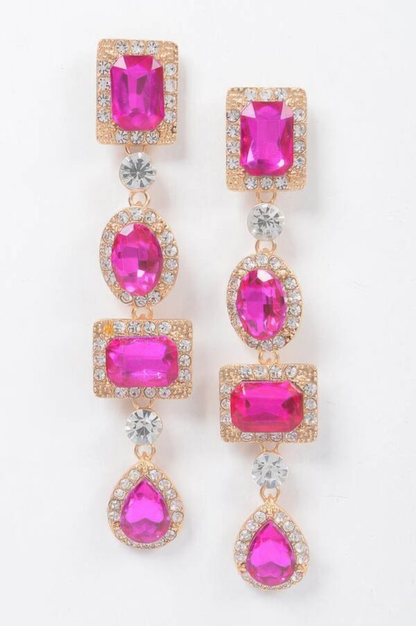 Multi-Shape Stone Drop Earrings – Vertical Silhouette