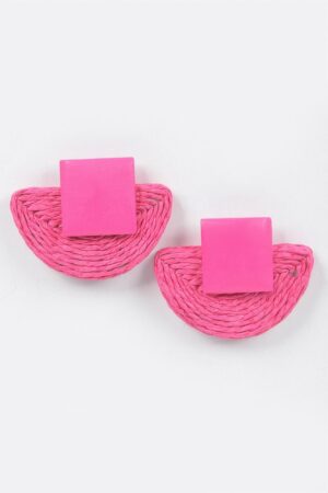 Half Moon Straw Earrings – Faux Straw Crescent