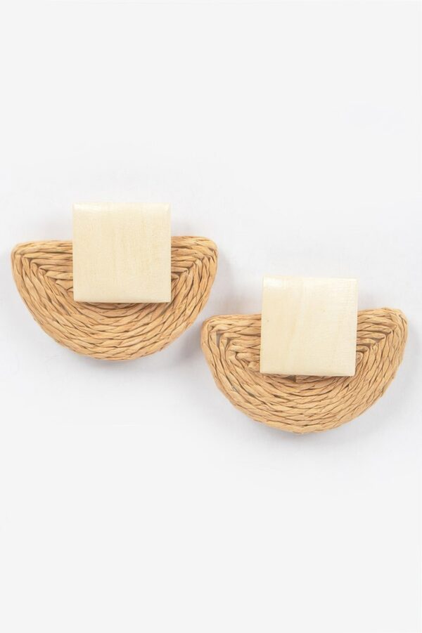 Half Moon Straw Earrings – Faux Straw Crescent