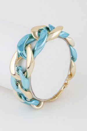 Two-Tone Twisted Chain Bracelet – Polished Contrast