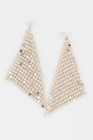 Sequin Curtain Drop Earrings with Jewel Accents